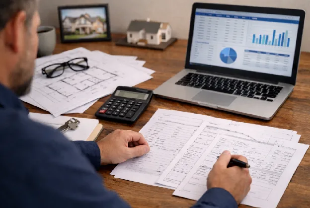 A house under renovation, representing a fix-and-flip project.