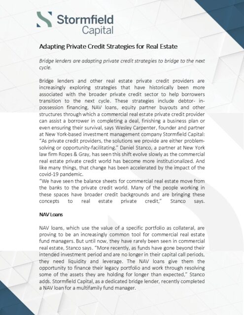 Stormfield capital -Adapting_Private_Credit_Strategies_for_Real_Estate