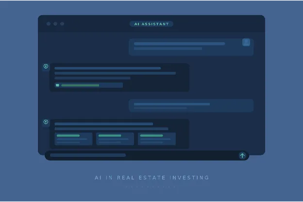 Illustration of an AI assistant organizing real estate investment research